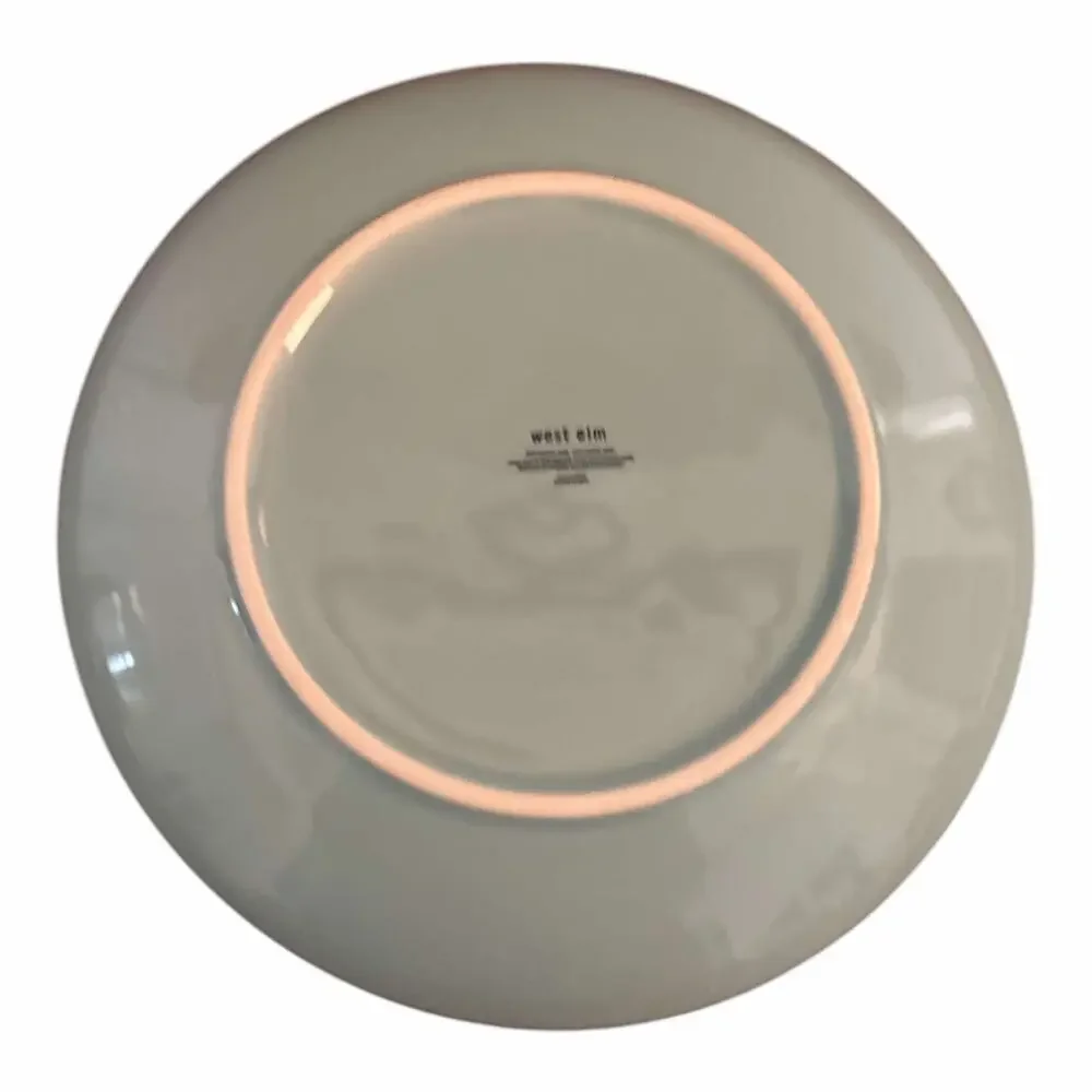 Set Four 4 WEST ELM 10” Heavy Turquoise Dinner Plates Dishwasher Microwave Safe!